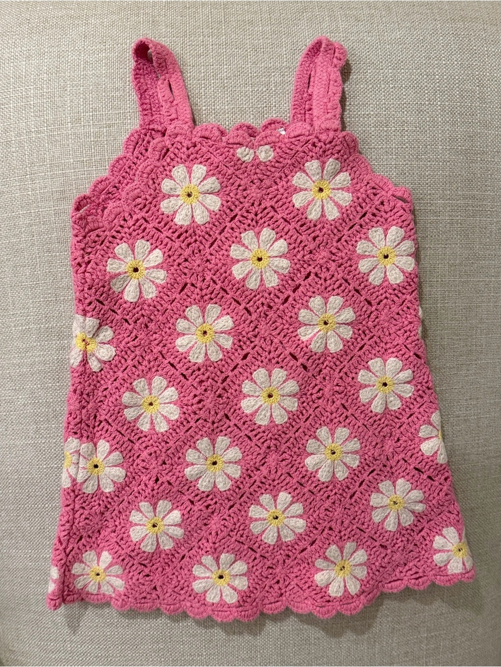 Zara - Pink Crochet Daisy Dress - size 18-24M